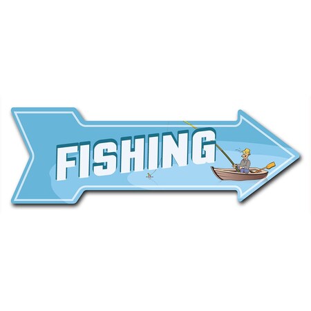 Signmission Fishing Arrow Decal Funny Home Decor 24in Wide D-A-8-999870